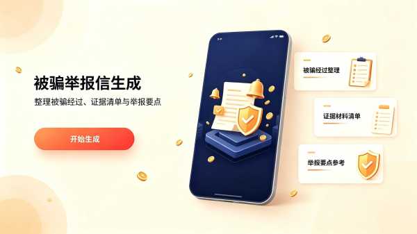 相亲被骗报案文书工具 被骗举报信生成工具整理报案材料