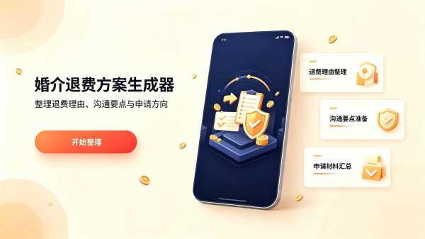 使用婚介退费工具,测算退费比例生成维权话术 婚介退费方案生成工具,解决婚介不退费维权问题
